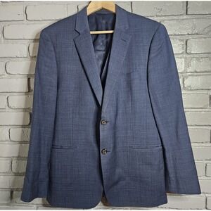 Lauren Ralph Lauren Men's Slim Fit Wool Suit Jacket Vest Plaid Blue 42R